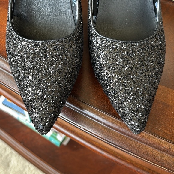 Brand New Lamoda My Love Glitter Heels Pointed Toe Heart Shaped Block Heels - Picture 4 of 16